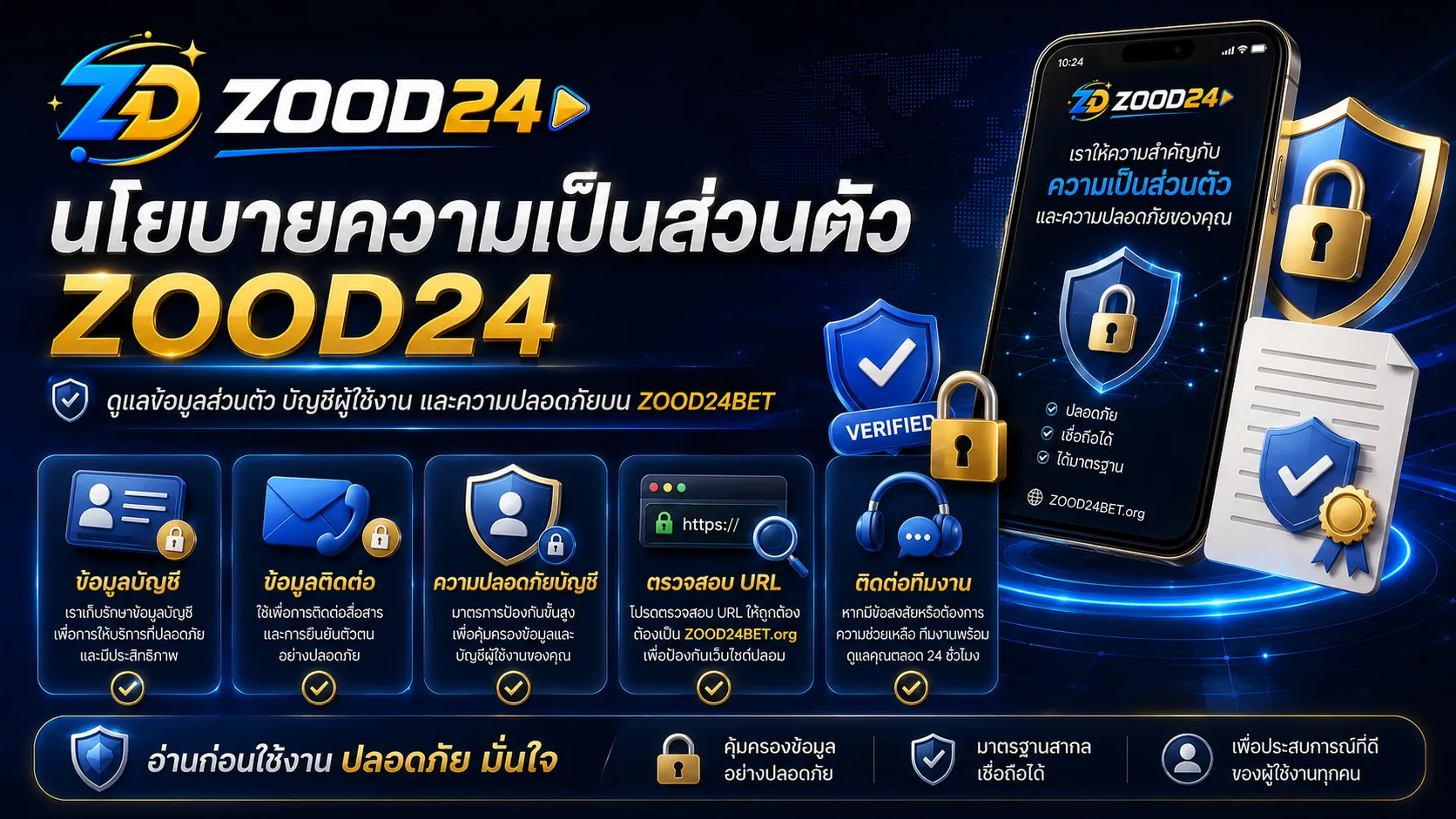 นโยบายความเป็นส่วนตัว ZOOD24BET ข้อมูลบัญชี คุกกี้ และการดูแลข้อมูลผู้ใช้งาน