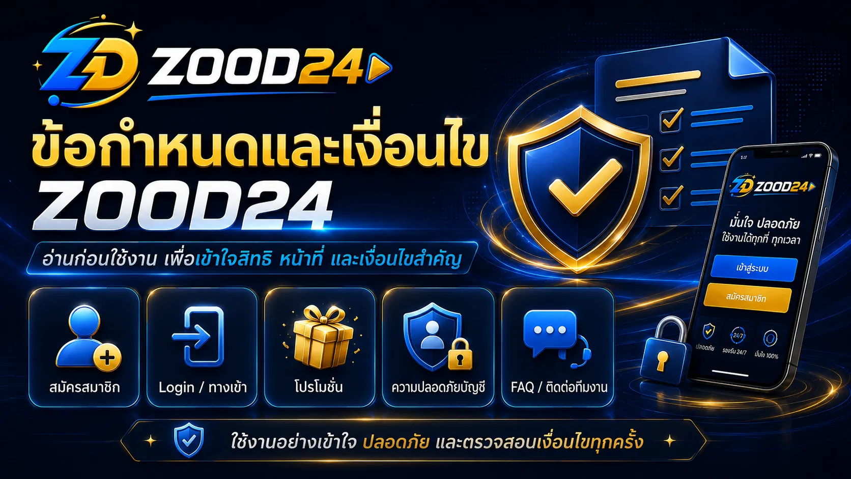 ข้อกำหนดและเงื่อนไข ZOOD24BET สำหรับบัญชี โปรโมชั่น ความปลอดภัย และการใช้งานเว็บไซต์